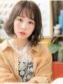 アースカラーシースルー前髪小顔ボブパーマh4北浦和20代30代40代