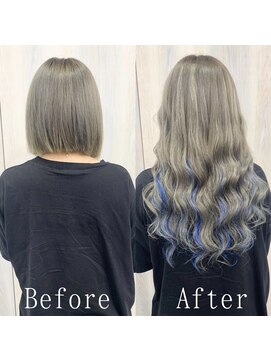 あるじゃんすー さいたま店 グレージュ×ブルー#シールエクステ#グラデーションカラー#大宮