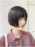 20代30代ミニボブアッシュブラック小顔美肌ストレート丸み