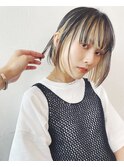 ベージュインナーカラー切りっぱなしボブ