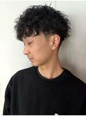 ツイストスパイラルパーママッシュツーブロック大人ヘア