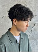 センターパート波巻きスパイラルパーマ波巻きパーマ群馬高崎眉毛