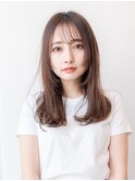 大人可愛い小顔ミディアムレイヤーカット/バング/髪質改善カラー