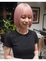 グッドフェローズ キタホリエ(GoodFellas kitahorie) 透明感ピンクベージュのストレートボブレイヤーハイトーン艶感