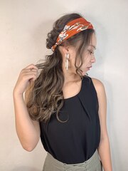 ヘアバンドアレンジ☆シナモンベージュ