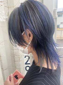 ホワイト(WHITE HAIR@NICOLA) ハイライト×ネイビー