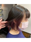 前下がりミニボブインナーカラー