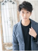 ワイルド短髪パーマセミウエットアンニュイヘアQ