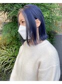 ネイビーブルー_フェイスハイライト_バイカラー_ツートンカラー2