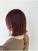 切りっぱなしボブ ピンクベージュカラー