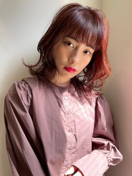 イオエ 岡本(ioe) 黒髪/グレーベージュ/レイヤーロング/前髪パーマ/艶髪/髪質改善