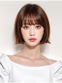 20代30代大人かわいい/シルキーベージュ/ストレートボブ/前髪