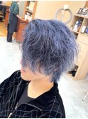 ネイビーカラーブルーカラーハイトーンカラーウルフカット