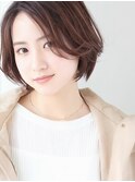 大人可愛い小顔似合わせカットブリーチなしショコラアッシュボブ