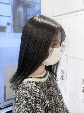 シエル バイ ケンジ 登戸 生田(CIEL by KENJE) 【暗髪】アッシュグレーカラー艶ストレート