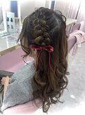 ツイン編み込みハーフアップ