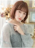 韓国風ベージュピンク外ハネハッシュカットc7戸頭20代30代40代