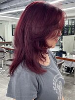 ニコ トウキョウ 渋谷(nico TOKYO)&nbsp;ダブルカラーチェリーレッドピンクブラウン韓国レイヤーロング