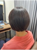 【白髪染め】丸みショートボブ＋濃いめブラウンカラー