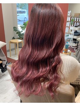 ディードットログ 大和西大寺店(D.Log) レッド　赤髪　ロング　グラデーション　奈良　西大寺