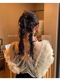 大人可愛いツインテールリボンヘアアレンジお呼ばれヘアセット