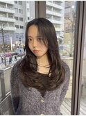 ホワイトグレージュミニウルフデジタルパーマチェリーブラウン