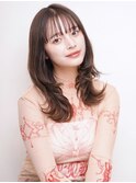 ベージュカラー レイヤーカット セミロング 髪質改善