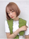 20代30代40代50代ピンクベージュ小顔ワンレンショートボブ