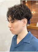 調布メンズパーマセンターパートツイストスパイラルパーマカット