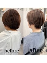 ヘアサロン ドットプラス 町田店(dot. plus)&nbsp;襟足がおさまるショート/黒髪カタログ/オリーブグレー/町田