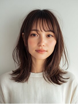 黒髪/クラゲヘアー/オリーブグレー/小顔/ココアベージュ/大口