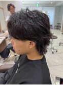 フェザーパーマメンズパーマセンターパートメンズヘア