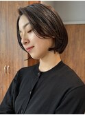 ショートボブ 顔周りレイヤー 大人ボブ イルミナカラー 40代50代