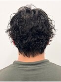 メンズ ツーブロック 刈り上げなし 強めスパイラルパーマ