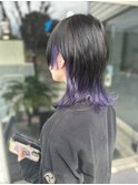 中性ウルフ/インナーカラー/ウルフカット/パープル