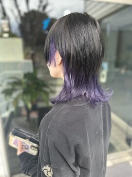 if 中性ウルフ/インナーカラー/ウルフカット/パープル