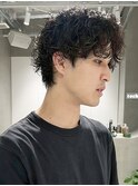 天神大名ニュアンスパーマセンターパートシャドウパーマ刈り上げ
