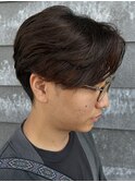 メンズマッシュセンターパートスパイラルパーマニュアンスパーマ