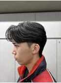 メンズセンターパートウルフセンターパートニュアンスパーマ襟足