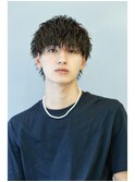縦落ちツイストパーマ黒髪ミニウルフツイストスパイラルパーマ
