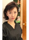 大人かわいい斜めバングボルドークラシカルワンレンブルージュ