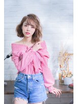 ミエル ヘア 新宿(miel hair)&nbsp;〈mielhair新宿〉大人可愛いウェーブ　ボブ