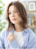 外国人風インナーカラーかきあげ前髪ロブヘアc6川口20代30代40代
