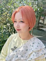 ハピネス 河原町店(Happiness)&nbsp;顔まわりカット　オレンジカラー　ショート　京都美容室　進詩織