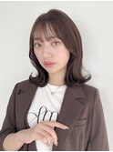 10,20代☆フェイスレイヤー/ぱっつん前髪/くすみベージュカラー