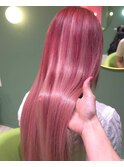 ピンクヘア、艶髪、エクステ、ダブルカラー、ブリーチ