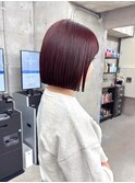 ボブ　ミニボブ　縮毛矯正　暖色カラー 