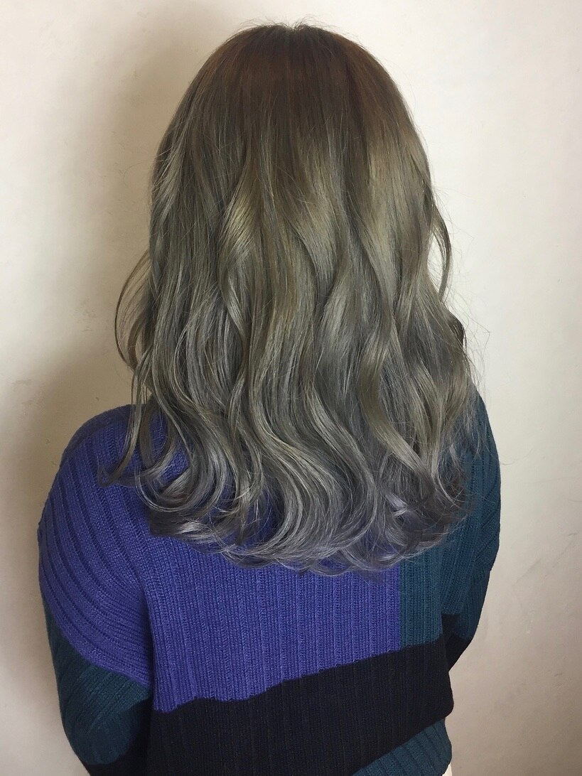 グラデーションシルバーミンク　ショートジレ シルバーホワイトやり方レシピあり【外国人風グラデーション