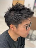 黒髪 ツーブロック アップバンクショート