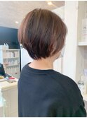 福山市美容室Caary人気 ピンクパープルカラー前下がりひし形ボブ